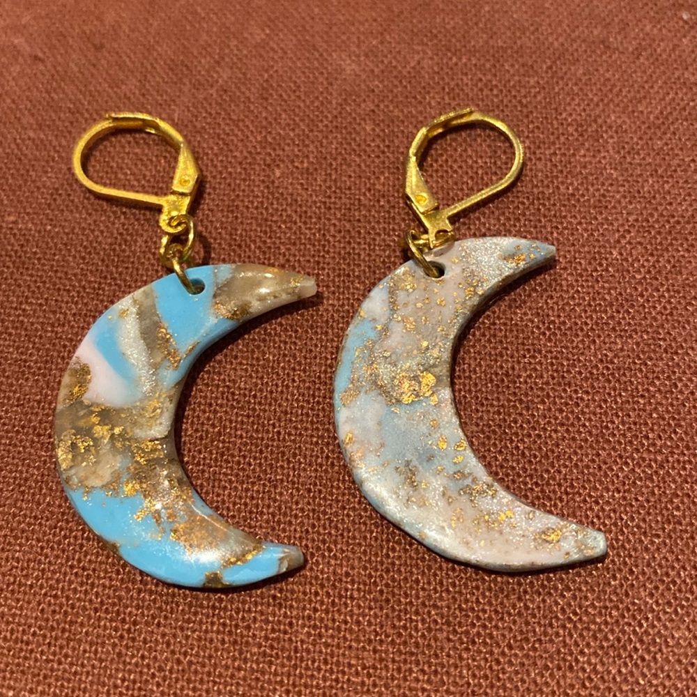 Handmade crescent moon earrings